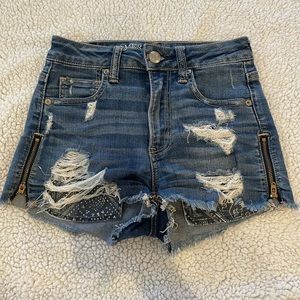 High waisted denim shorts